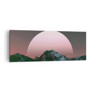 Obraz na płótnie - Geometryczne góry z zachodzącym słońcem w tle - 140x50cm - W sąsiedniej galaktyce - Nowoczesna dekoracja ścienna do salonu i sypialni ARTTOR