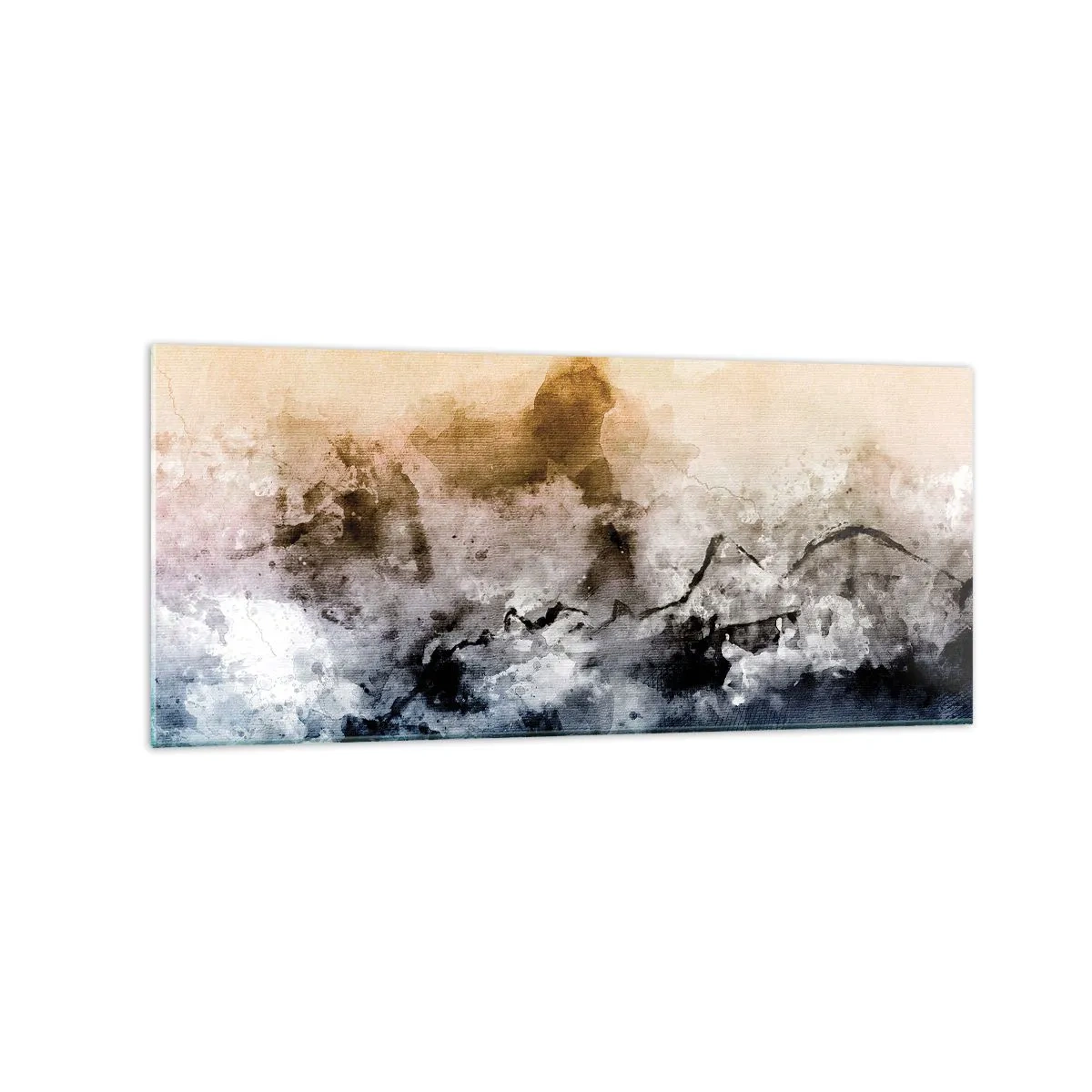 Obraz na szkle - Abstrakcyjny krajobraz z mgłą i subtelnymi kolorami - 120x50cm - Zatopione w tumanie mgły - Nowoczesna dekoracja ścienna do salonu i sypialni ARTTOR