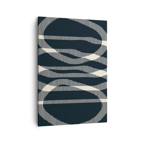 Obraz na płótnie - Abstrakcyjne wzory geometryczne w czerni i bieli z liniami - 50x70cm - Próba przełamania ciemności - Nowoczesna dekoracja ścienna do salonu, kuchni i sypialni ARTTOR