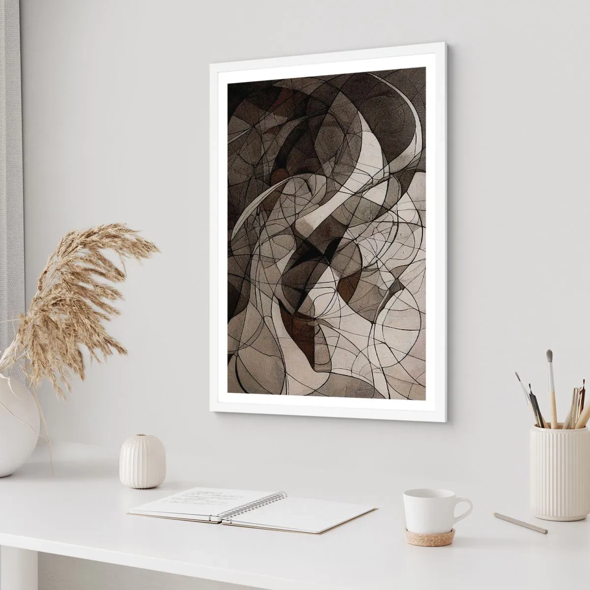 Plakat w białej ramie - Cyrkulacja barw ziemi - 70x100 cm