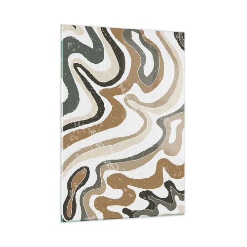 Obraz na szkle - Abstrakcyjny wzór w ziemistych barwach - 50x70cm - Meandry barw ziemi - Nowoczesna dekoracja ścienna do salonu, kuchni i sypialni ARTTOR