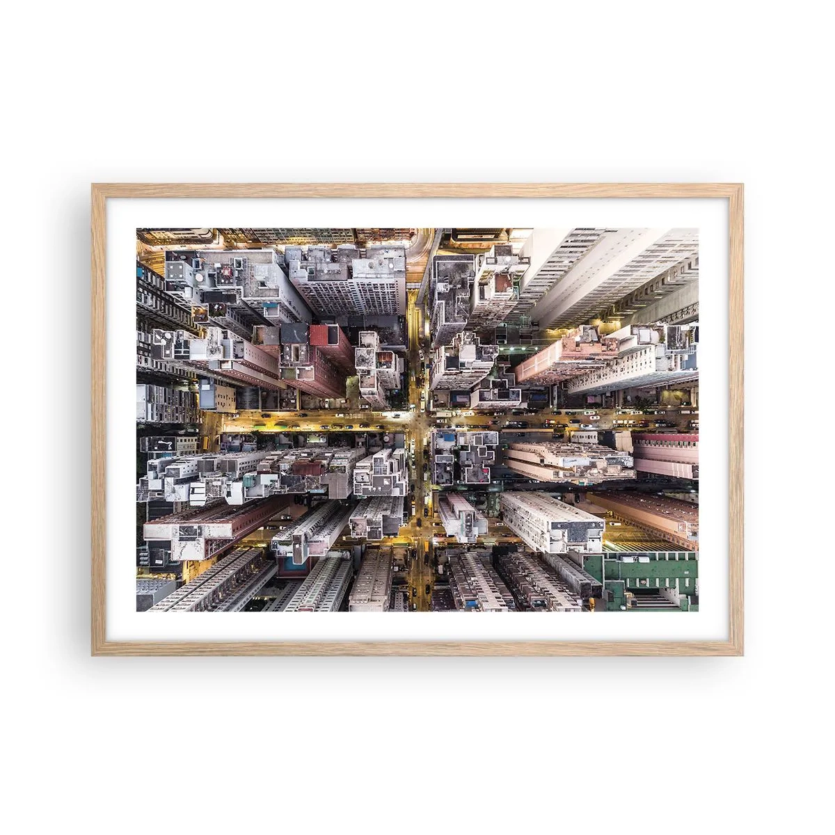 Plakat w ramie jasny dąb - Pozdrowienia z Hongkongu - 70x50 cm