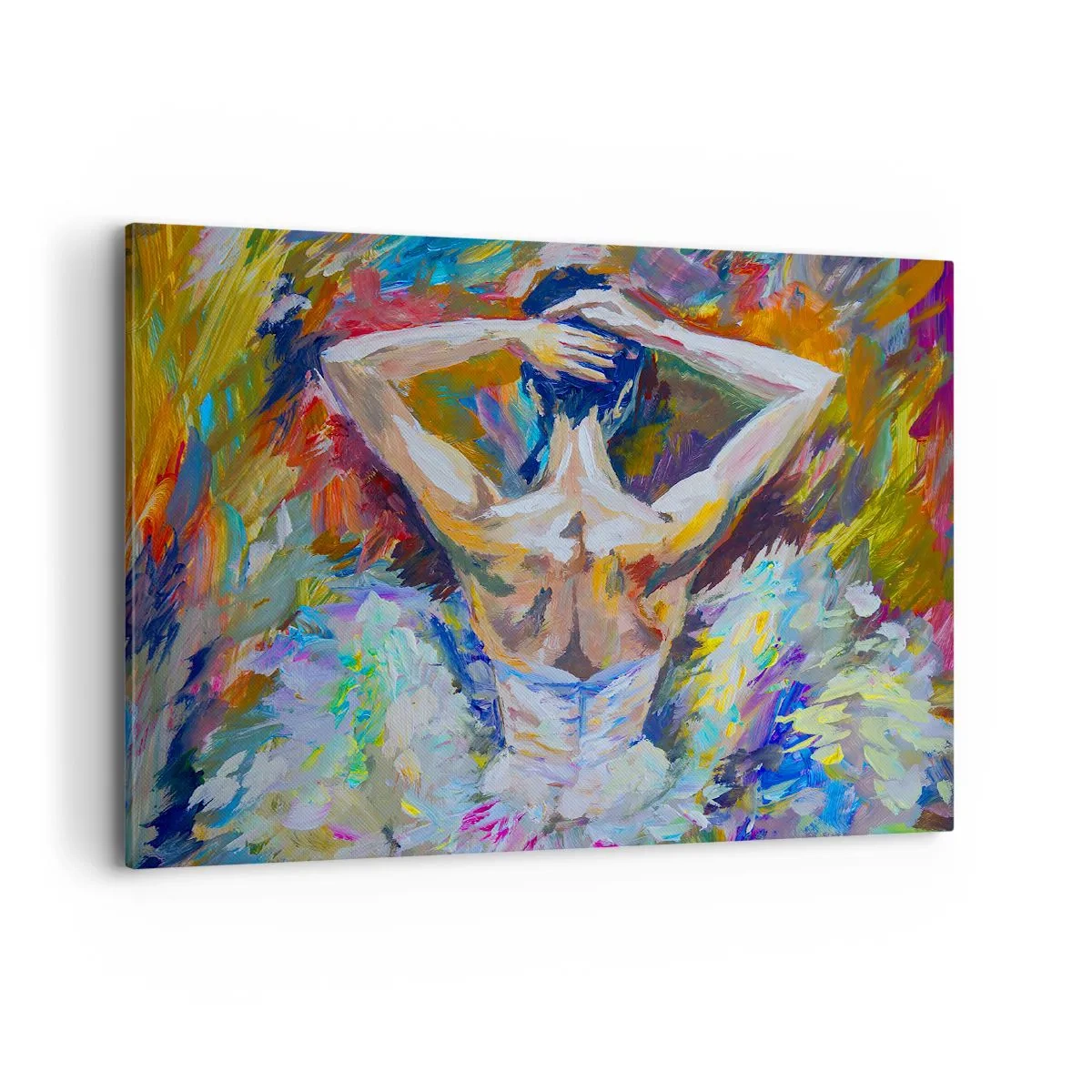 Obraz na płótnie - Baletnica w dynamicznych kolorach i malarskiej ekspresji - 100x70cm - To może być wszysko - Nowoczesna dekoracja ścienna do salonu, kuchni i sypialni ARTTOR