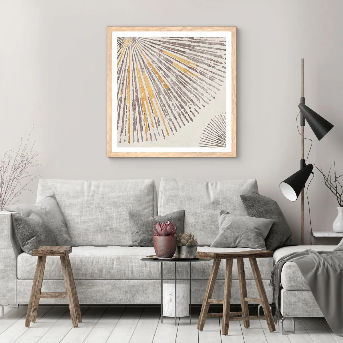 Plakat w ramie jasny dąb - Uroda promienia - 30x30 cm