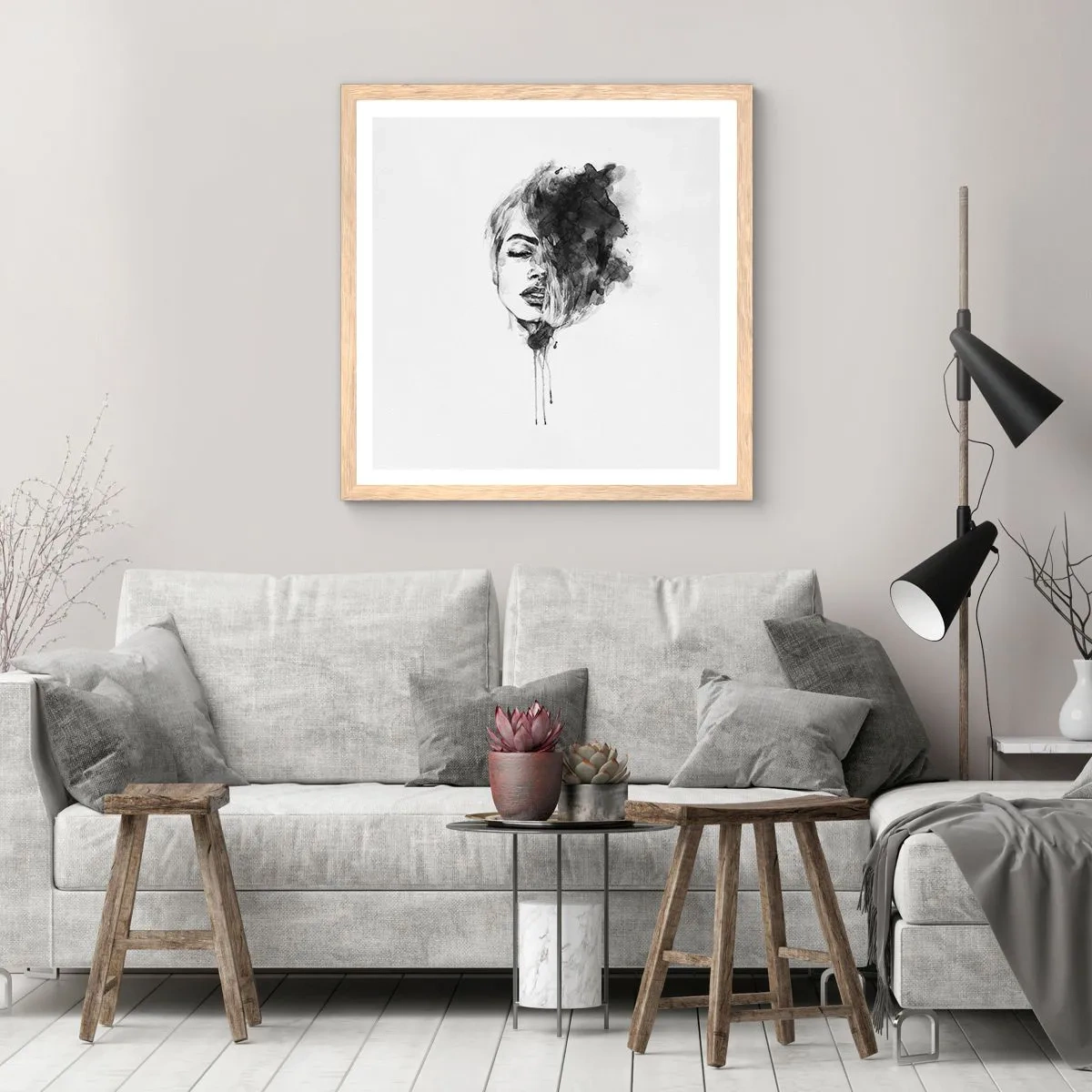 Plakat w ramie jasny dąb - O czym marzy dziewczyna - 40x40 cm