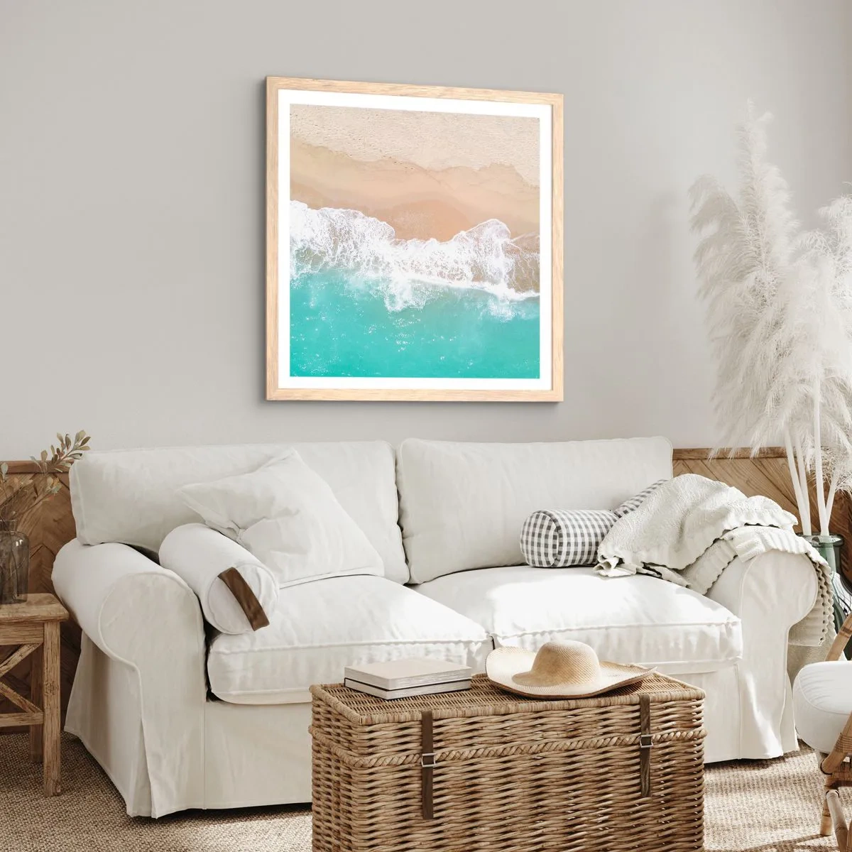 Plakat w ramie jasny dąb - Pieszczotliwy dotyk - 60x60 cm