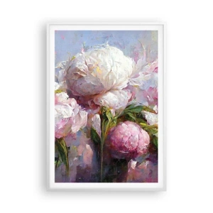Plakat w białej ramie - Kipiący życiem bukiet - 70x100 cm