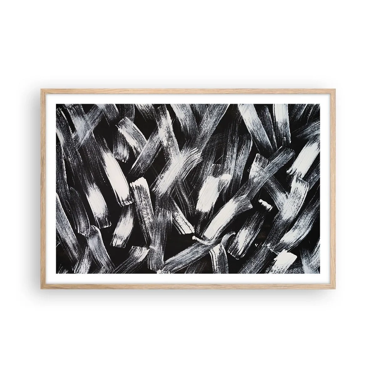 Plakat w ramie jasny dąb - Abstrakcja w duchu industrialnym - 91x61 cm