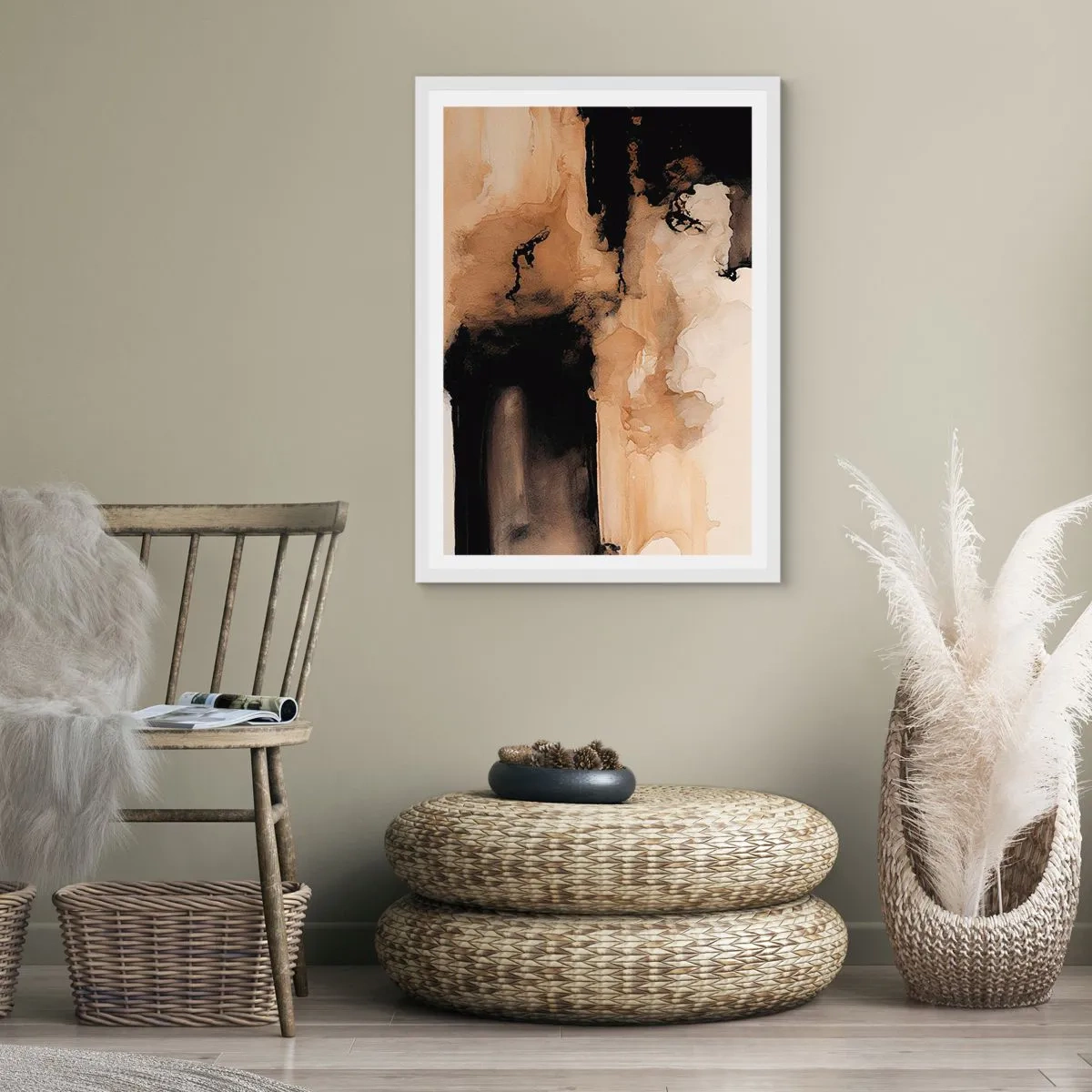 Plakat w białej ramie - Abstrakcja intrygująca - 70x100 cm