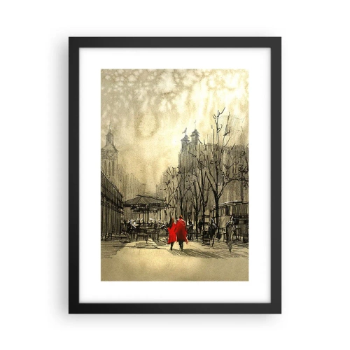 Plakat w czarnej ramie - Randka w londyńskiej mgle  - 30x40 cm