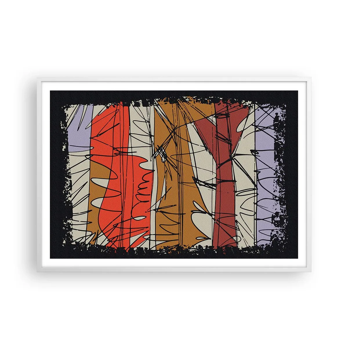 Plakat w białej ramie - Kompozycja spontaniczna - 100x70 cm