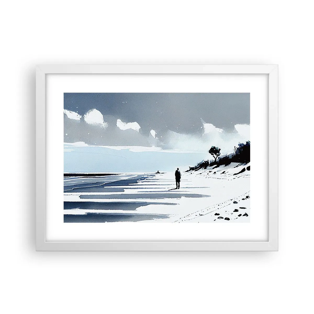 Plakat w białej ramie - Sam na sam - 40x30 cm