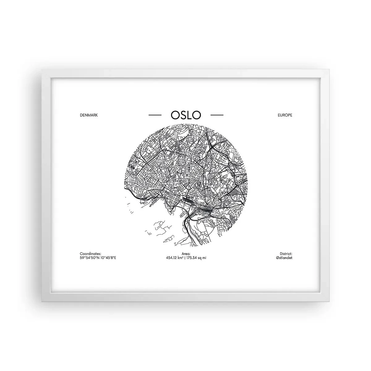 Plakat w białej ramie - Anatomia Oslo - 50x40 cm