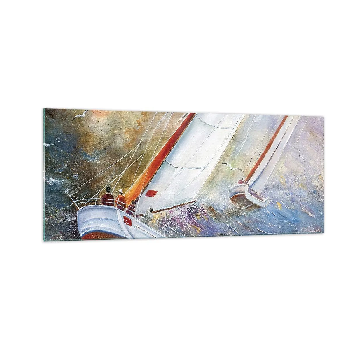 Obraz na szkle - Biegnące po falach - 100x40 cm