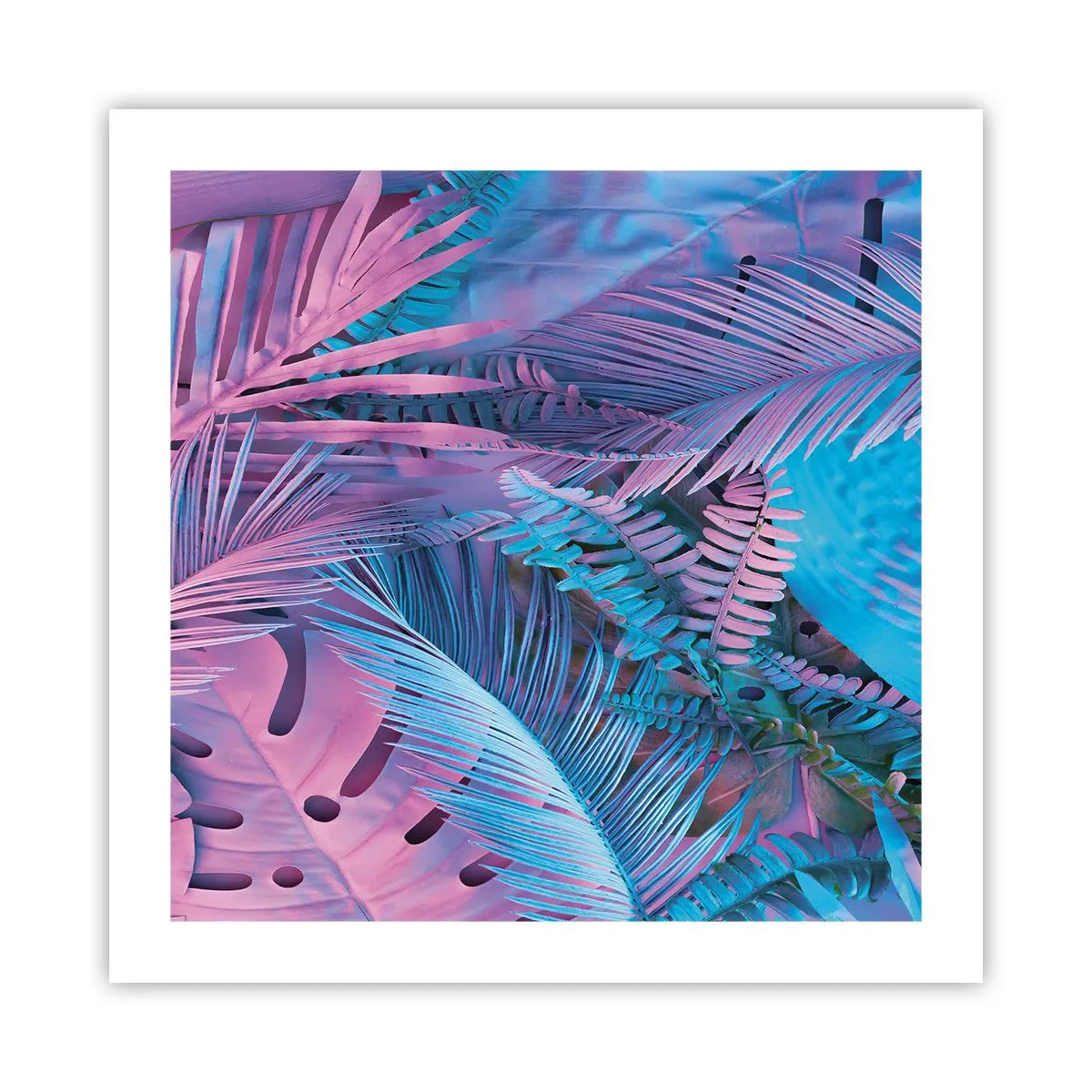Plakat - Tropiki w różu i błękicie - 50x50 cm