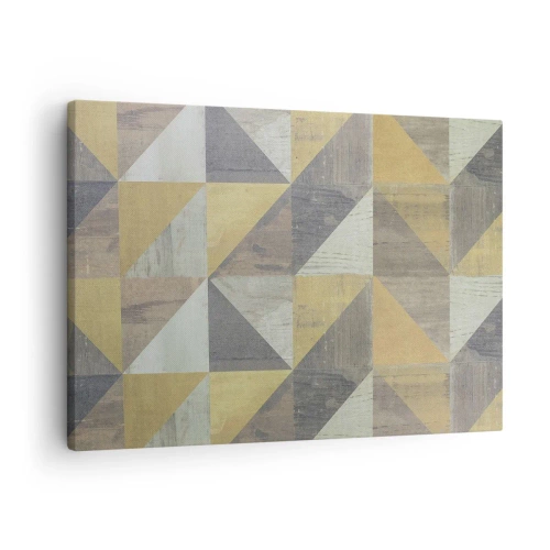 Obraz na płótnie - Geometryczna kompozycja trójkątów w odcieniach ziemi - 70x50cm - Pod kątem trójkąta - Nowoczesna dekoracja ścienna do salonu i sypialni ARTTOR