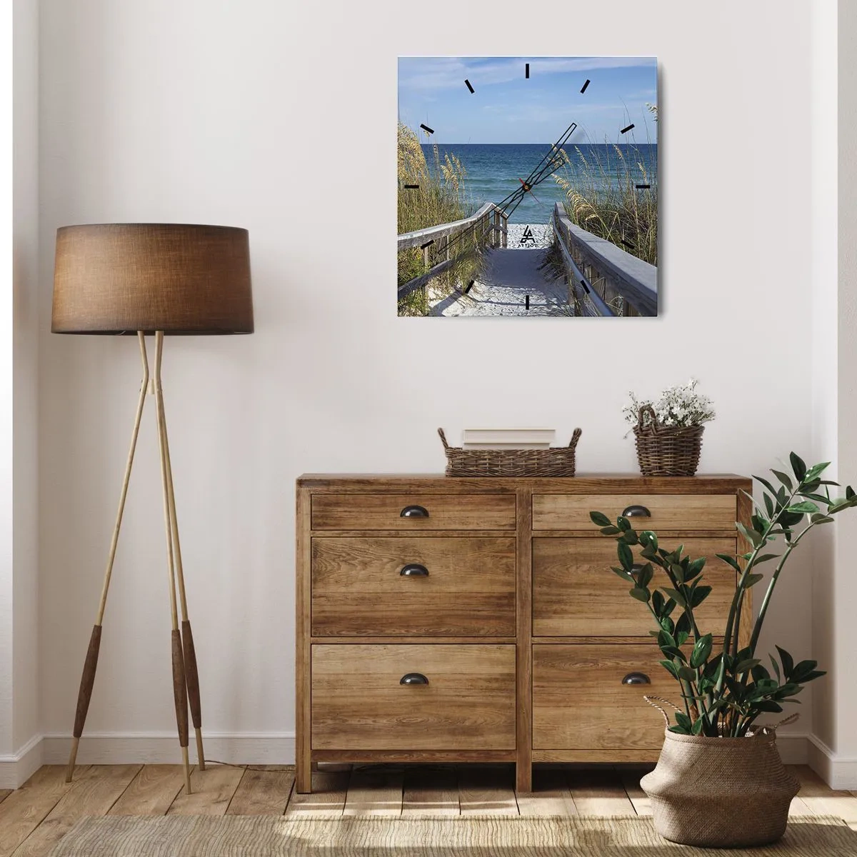 Zegar ścienny - Ścieżka na plażę z widokiem na morze - 30x30cm - W słońcu, na wietrze - Nowoczesna dekoracja ścienna do salonu i sypialni ARTTOR
