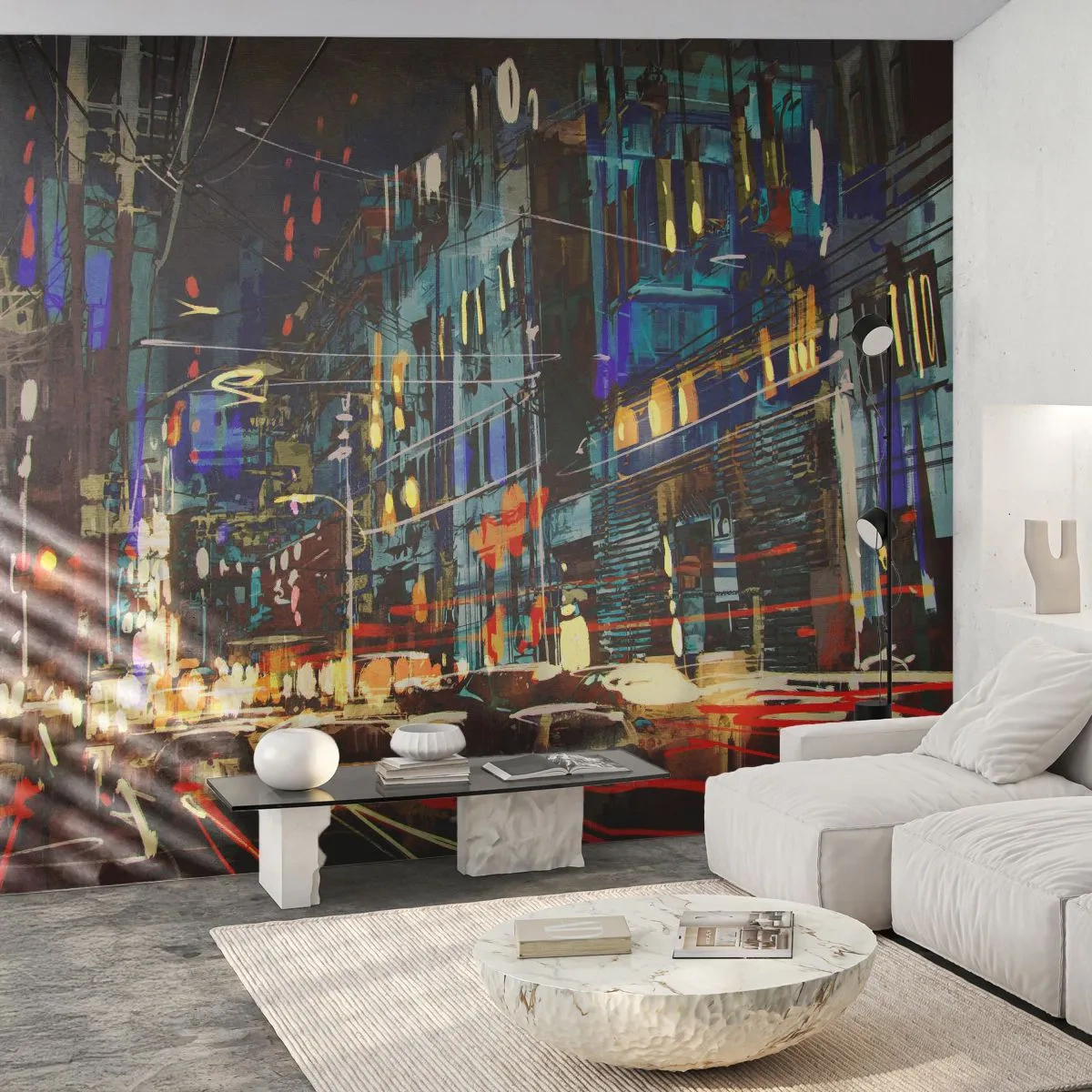 Fototapeta Standard Eco - Wieczorny gwar ulicy - Miasto, Architektura, Nocne Życie - 450x315 cm