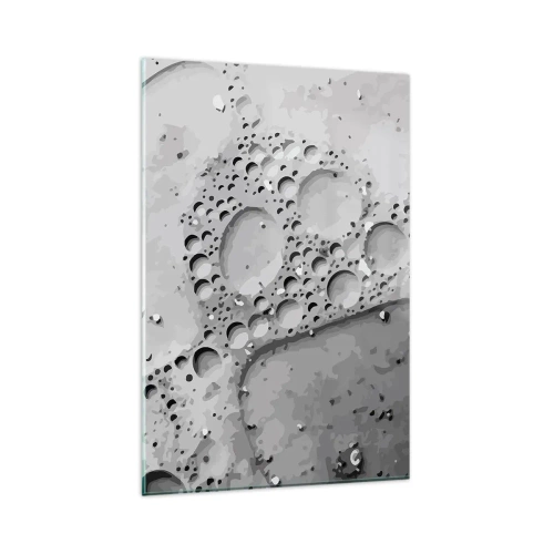 Obraz na szkle - Czarno-biały wzór bąbelków w minimalistycznym stylu - 80x120cm - Slad po spienionym - Nowoczesna dekoracja ścienna do salonu i sypialni ARTTOR