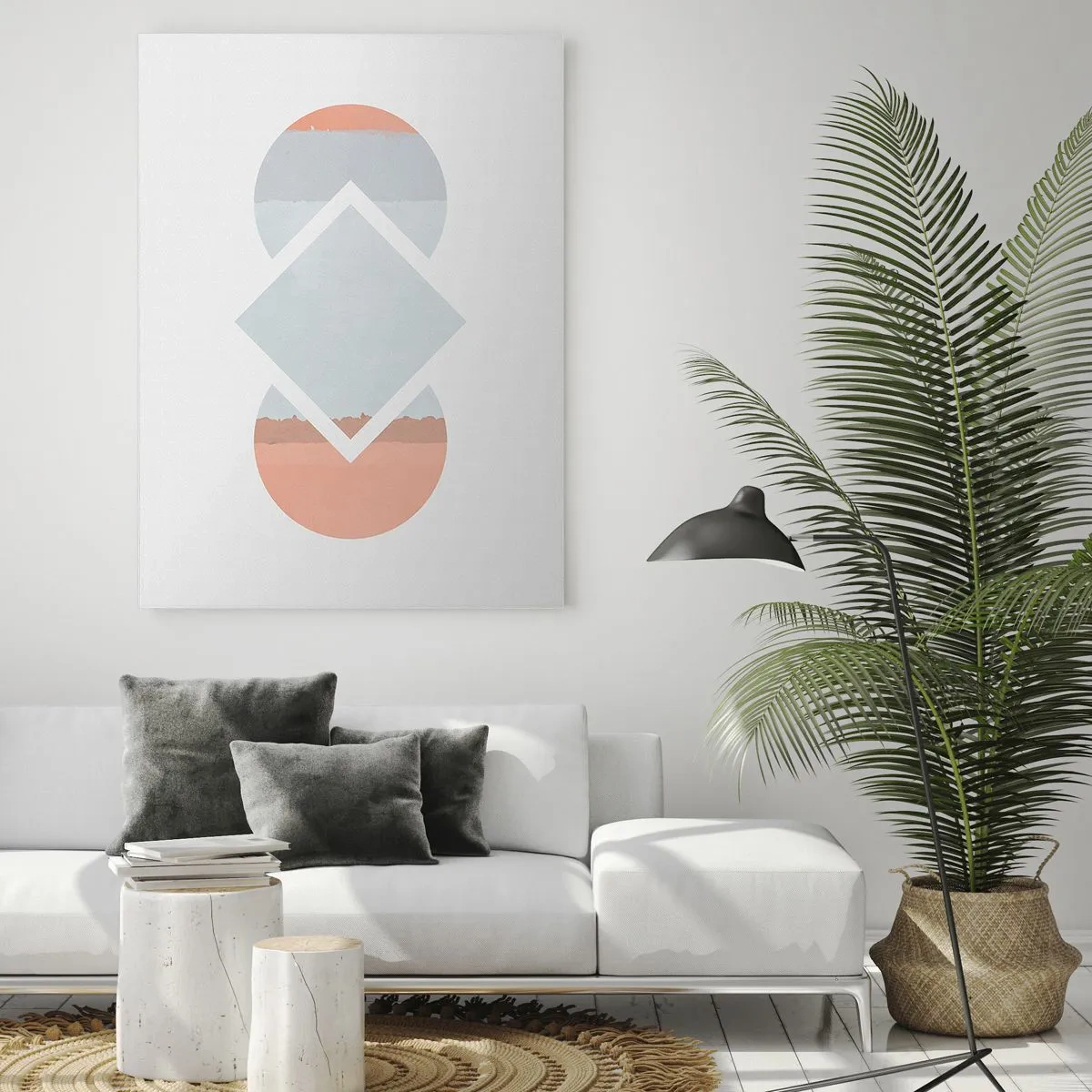 Obraz na szkle - Minimalistyczny obraz z geometrycznymi kształtami - 80x120cm - Sytuacja jest jasna - Nowoczesna dekoracja ścienna do salonu i sypialni ARTTOR