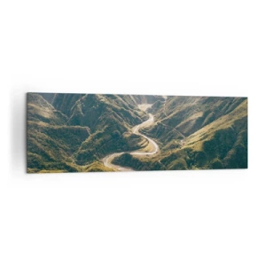 Obraz na płótnie - Górski krajobraz z wijącą się drogą wśród zielonych wzgórz - 160x50cm - Prosto z serca gór - Nowoczesna dekoracja ścienna do salonu i sypialni ARTTOR