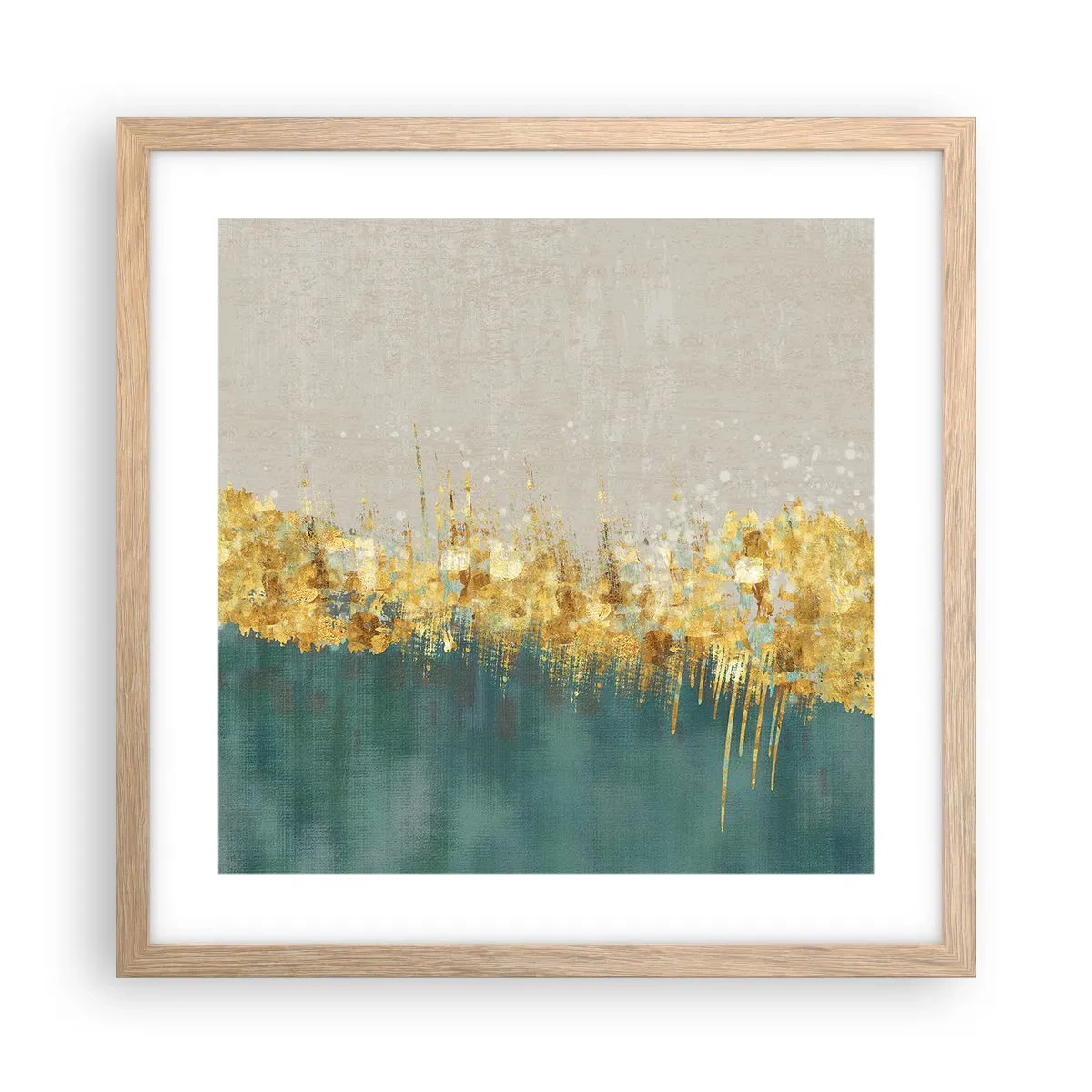 Plakat w ramie jasny dąb - Złota granica - 40x40 cm