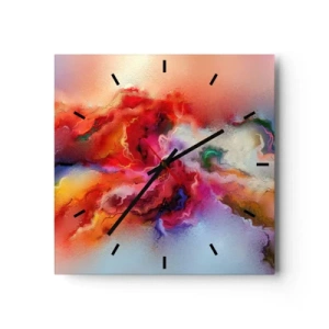 Zegar ścienny - Kolorowa abstrakcja o dynamicznej kompozycji - 30x30cm - Jak pochwycić marzenia - dym - Nowoczesna dekoracja ścienna do salonu i sypialni ARTTOR