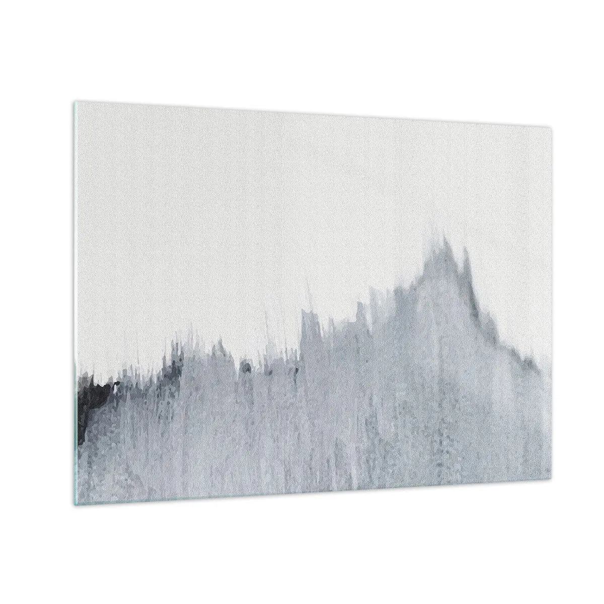 Obraz na szkle - Abstrakcyjna kompozycja w odcieniach szarości przypominająca zapis na tle bieli - 70x50cm - Tajemniczy zapis - Nowoczesna dekoracja ścienna do salonu i sypialni ARTTOR