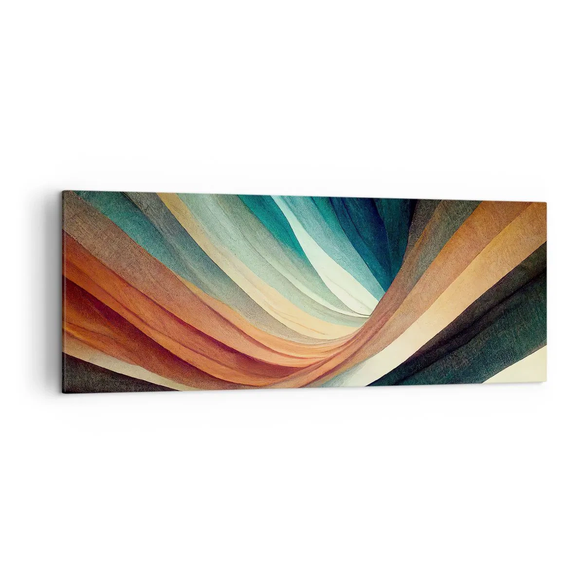 Obraz na płótnie - Abstrakcyjne fale w ciepłych i chłodnych odcieniach - 140x50cm - Utkane z barw - Nowoczesna dekoracja ścienna do salonu i sypialni ARTTOR