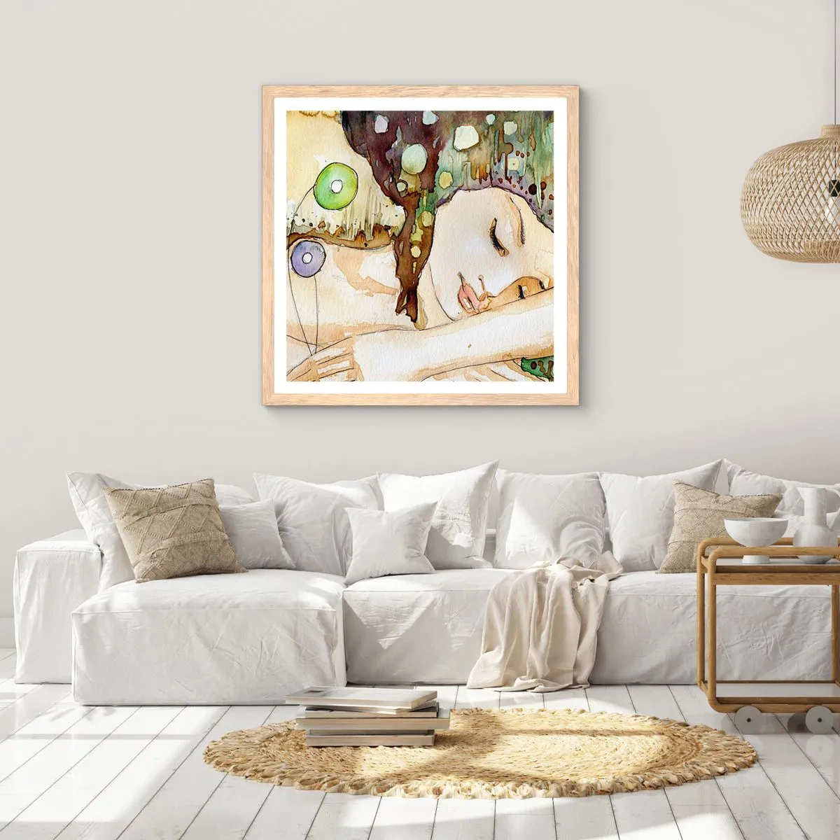 Plakat w ramie jasny dąb - Szmaragdowo-fiołkowy sen - 50x50 cm