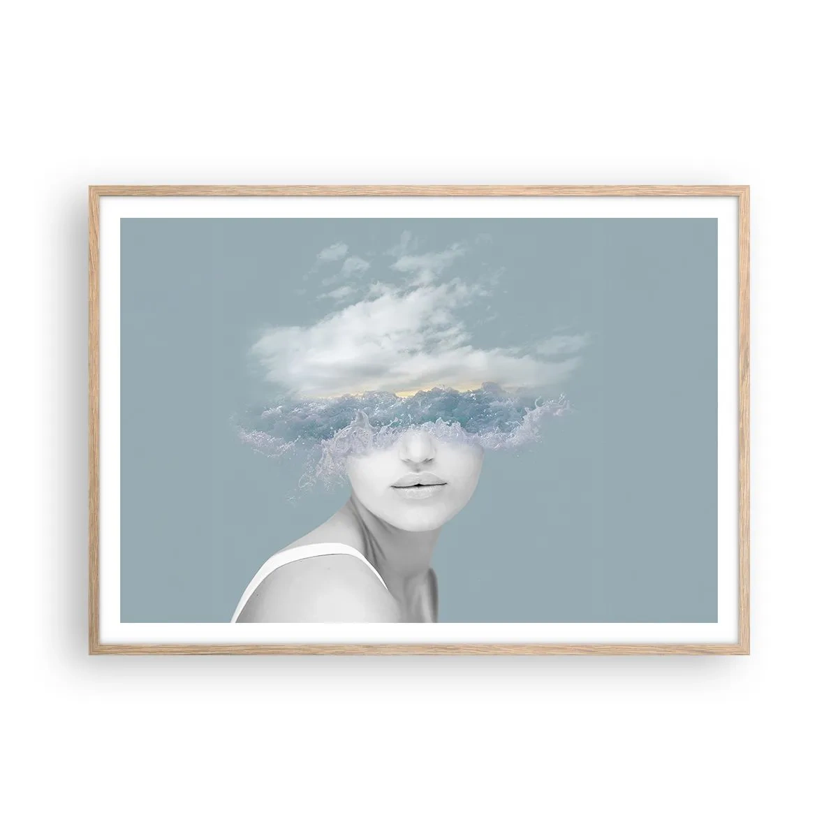 Plakat w ramie jasny dąb - Z głową w chmurach - 100x70 cm