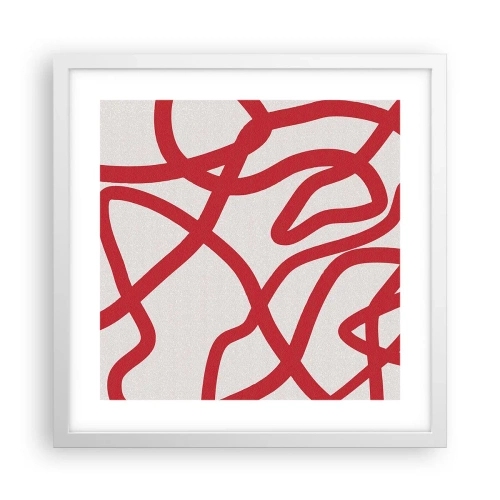 Plakat w białej ramie - Czerwono na białym - 40x40 cm