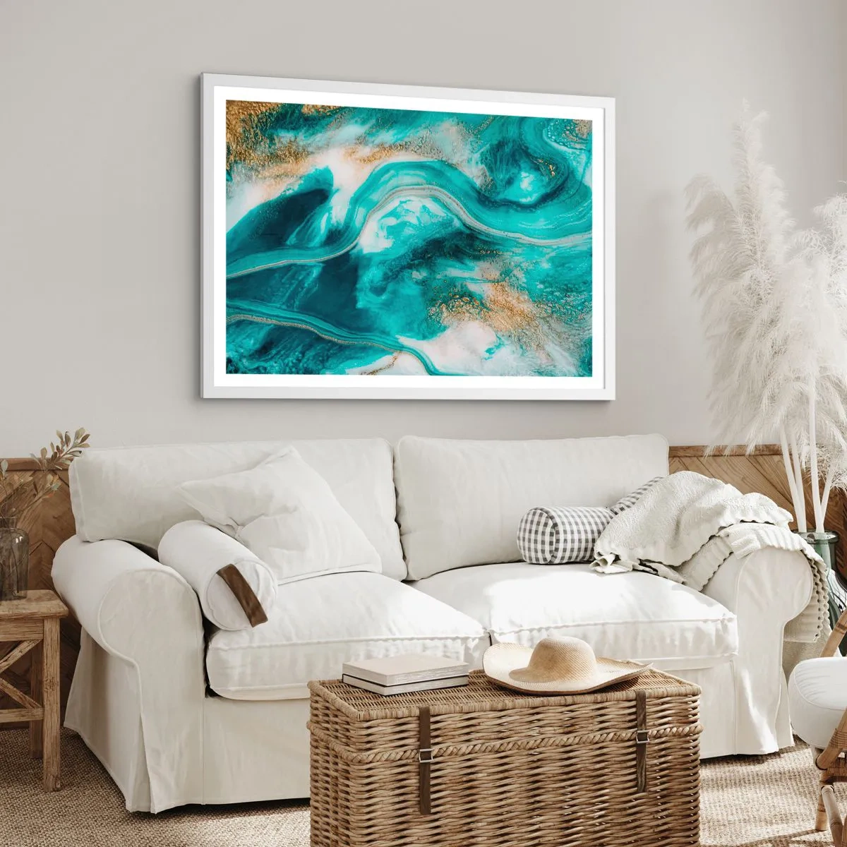 Plakat w białej ramie - Rzeka złota - 40x30 cm