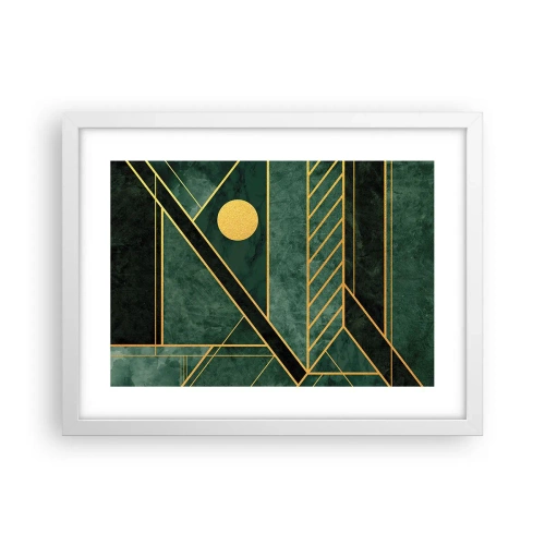 Plakat w białej ramie - Dynamika złota i lazuru - 40x30 cm