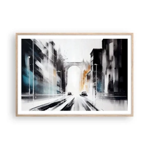 Plakat w ramie jasny dąb - Studium miasta: architektura i ruch - 100x70 cm