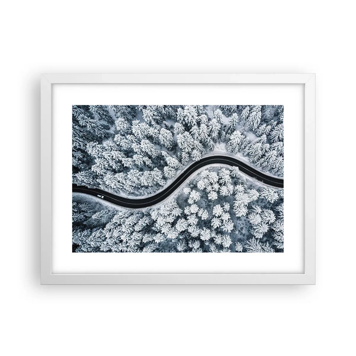 Plakat w białej ramie - Przez zimowy las - 40x30 cm