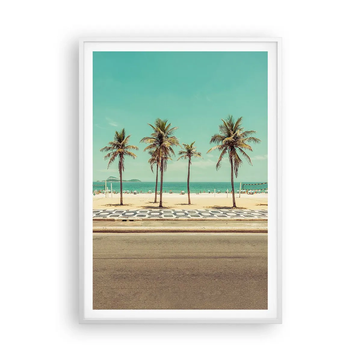 Plakat w białej ramie - Na straży plaży - 70x100 cm