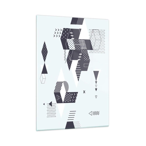 Obraz na szkle - Abstrakcyjna kompozycja geometryczna w czarno-białych barwach na jasnym tle - 50x70cm - W duszy matematyka - Nowoczesna dekoracja ścienna do salonu, kuchni i sypialni ARTTOR