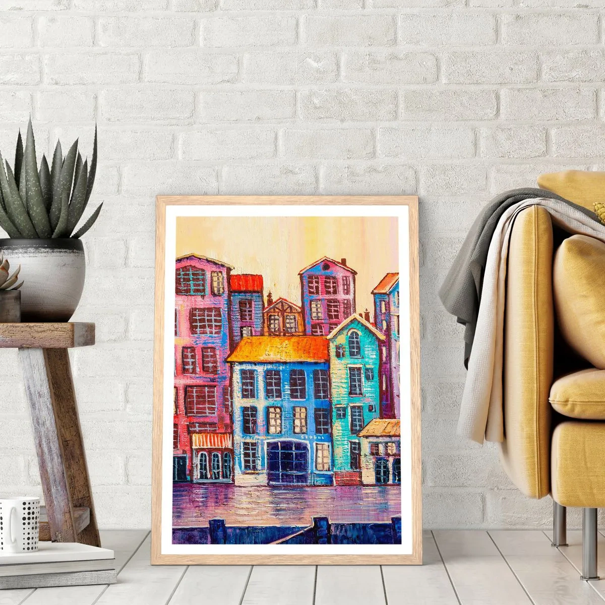 Plakat w ramie jasny dąb - Miasto jak z bajki - 70x100 cm