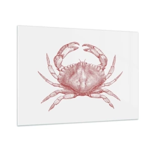 Obraz na szkle - Szkic czerwonego kraba na jasnym tle w stylu retro - 100x70cm - Krab nad kraby - Nowoczesna dekoracja ścienna do salonu, kuchni i sypialni ARTTOR