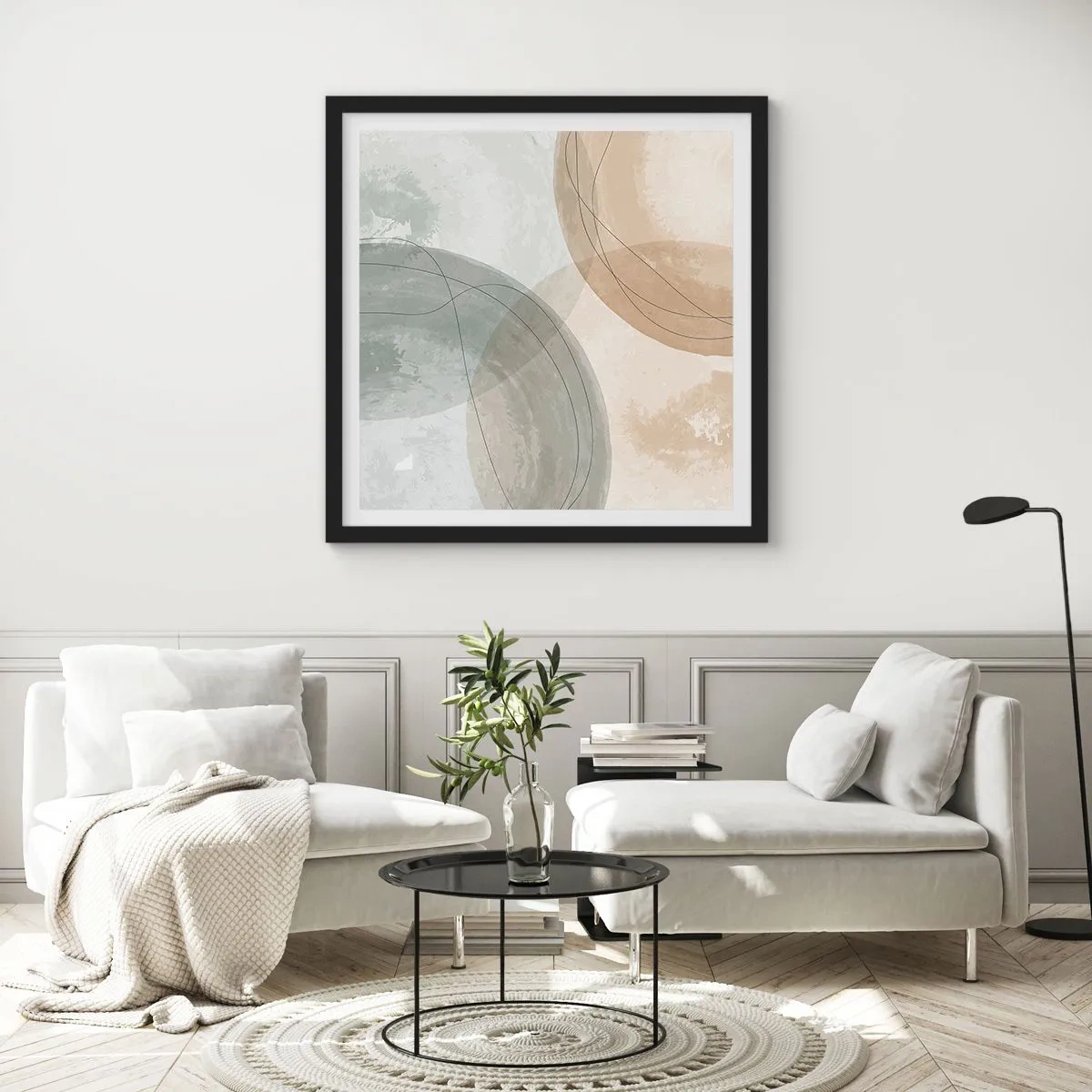 Plakat w czarnej ramie - Przenikanie światów - 60x60 cm