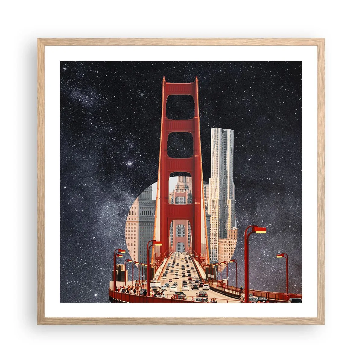 Plakat w ramie jasny dąb - Zawsze w centrum - 60x60 cm