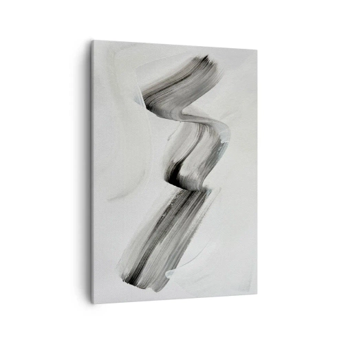 Obraz na płótnie - Minimalistyczny czarno-biały abstrakcyjny pociągnięcie pędzla - 50x70cm - Od niechcenia dla zabawy - Nowoczesna dekoracja ścienna do salonu, kuchni i sypialni ARTTOR