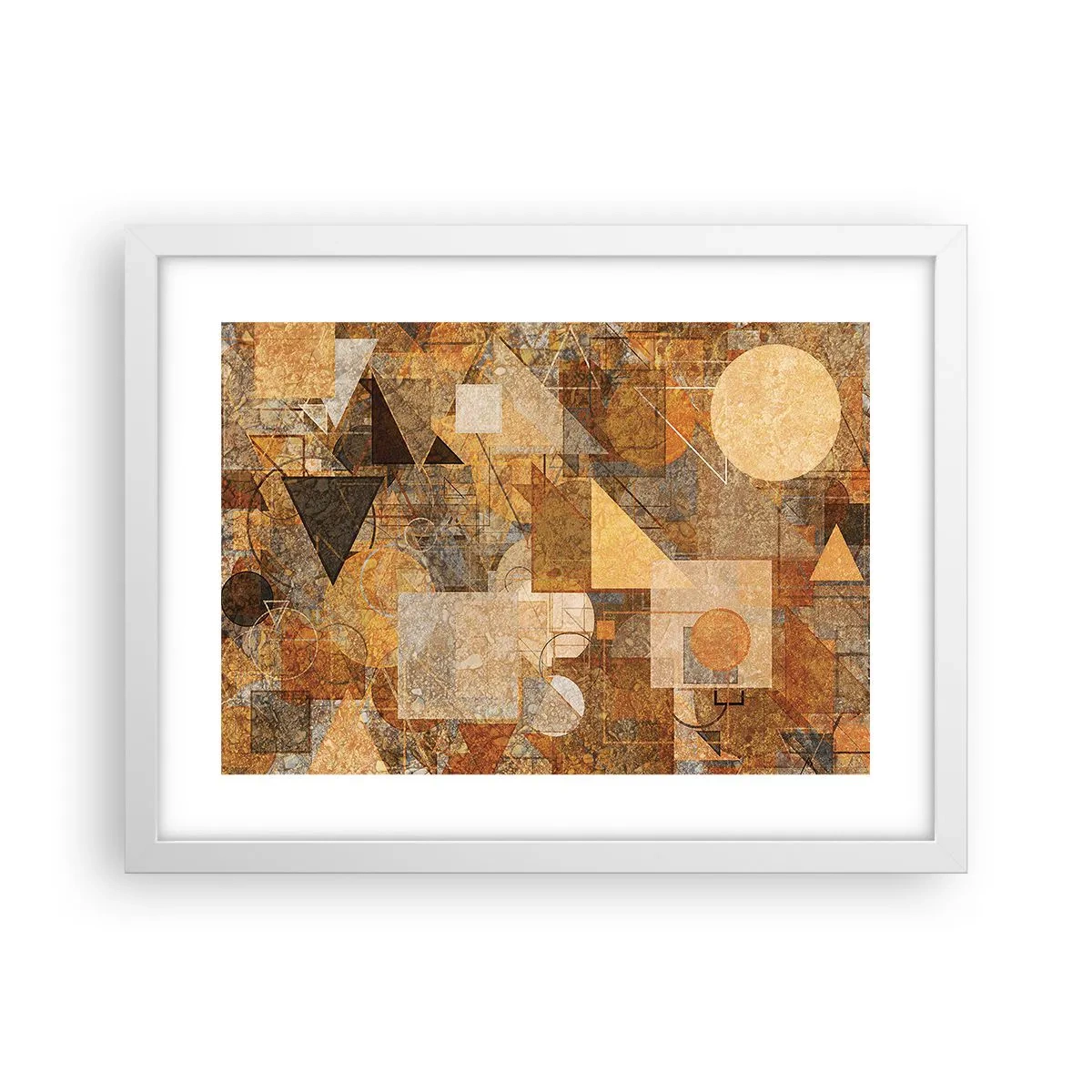 Plakat w białej ramie - Kubistyczne studium brązu - 40x30 cm