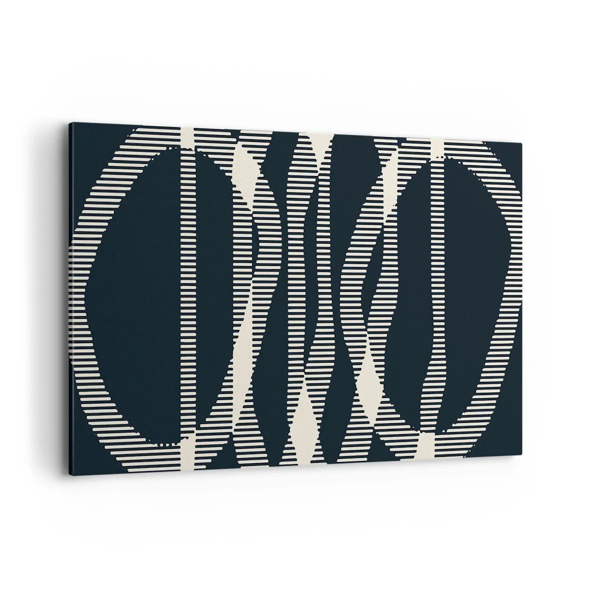 Obraz na płótnie - Geometryczne linie w jasnych odcieniach na ciemnym tle - 120x80cm - Próba przełamania ciemności - Nowoczesna dekoracja ścienna do salonu, kuchni i sypialni ARTTOR