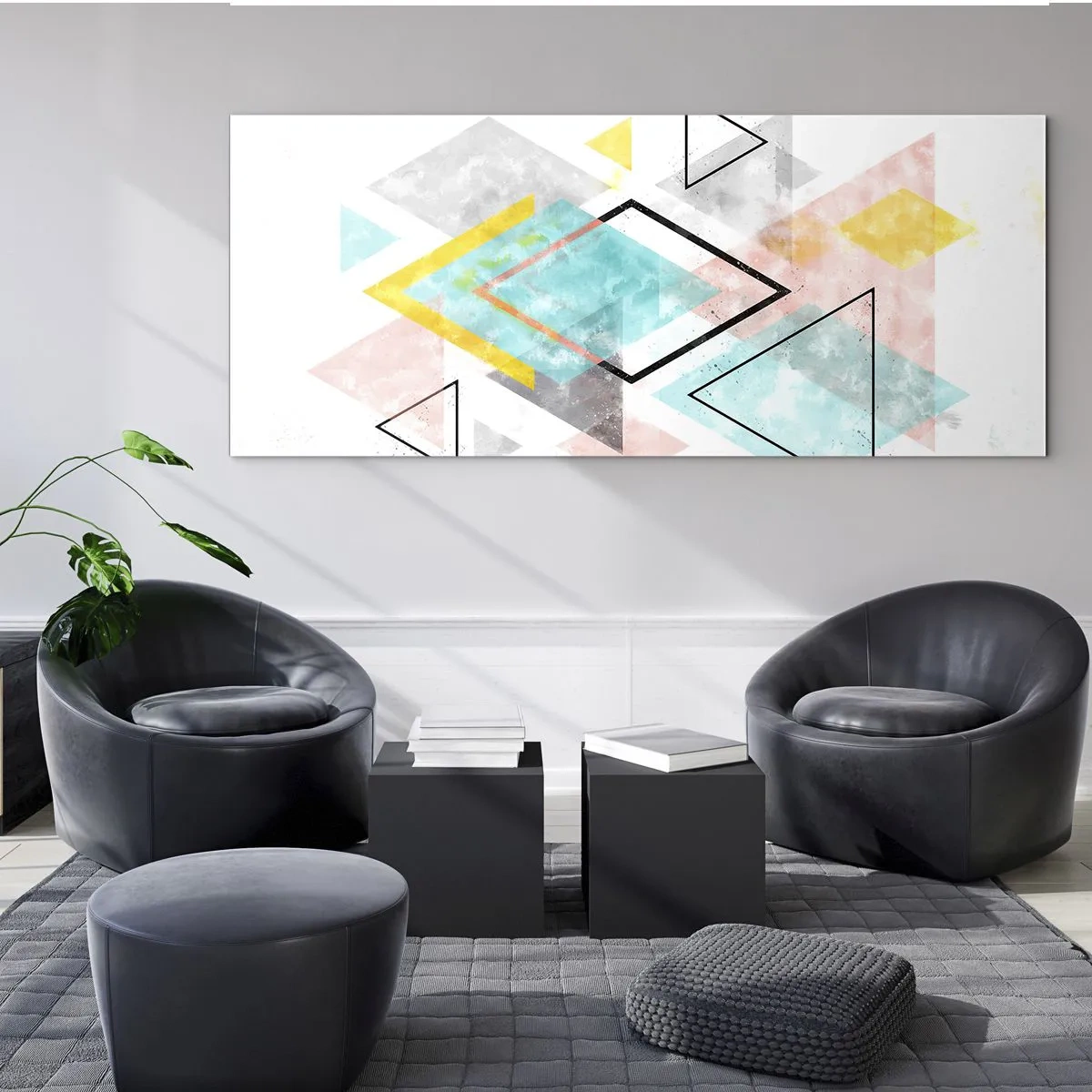 Obraz na szkle - Igraszka geometryczna - 90x30 cm