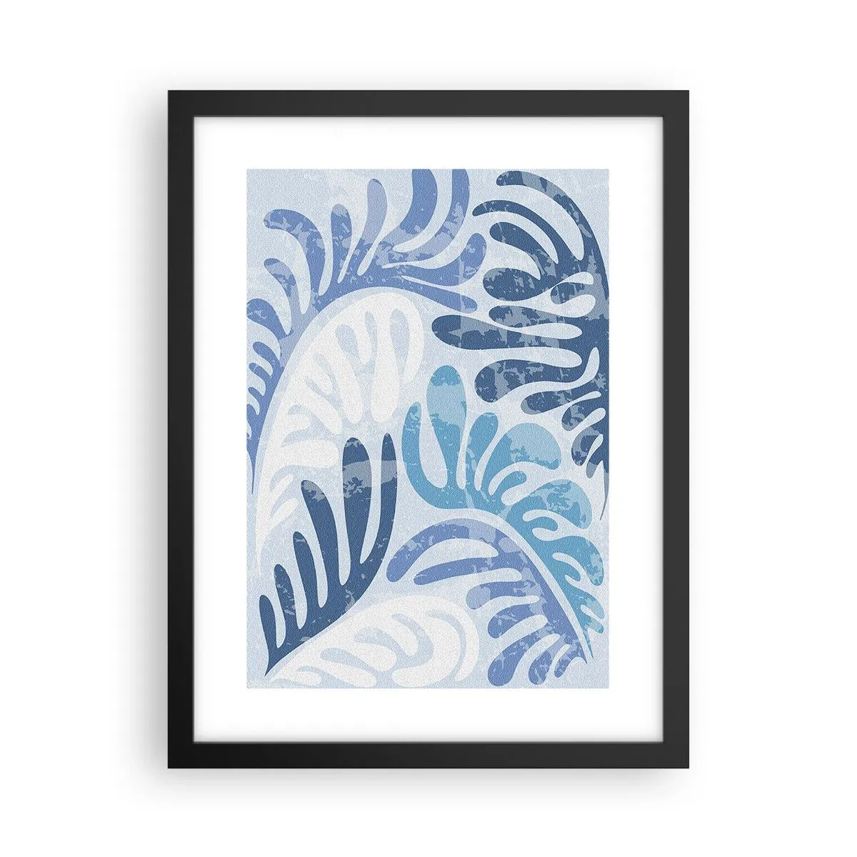 Plakat w czarnej ramie - Błękitne paprocie - 30x40 cm