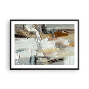 Plakat w czarnej ramie - Teksturalna abstrakcja w odcieniach ziemi i bieli - 70x50cm - Barwne nawarstwienia - Nowoczesna dekoracja ścienna do salonu i sypialni ARTTOR