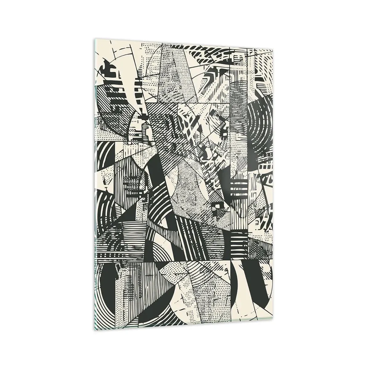 Obraz na szkle - Geometryczne abstrakcyjne wzory w odcieniach zieleni na jasnym tle - 80x120cm - Dynamika współczesności - Nowoczesna dekoracja ścienna do salonu i sypialni ARTTOR