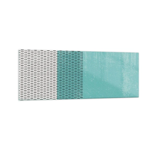 Obraz na szkle - Geometryczna kompozycja z turkusem i liniami - 140x50cm - Kompozycja zrównoważona - Nowoczesna dekoracja ścienna do salonu i sypialni ARTTOR